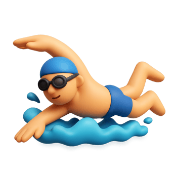 3D Swimming Scene with Simple Stylized Character in Water png