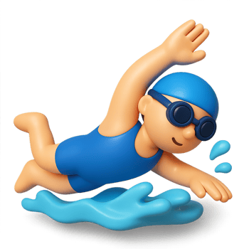 3D Silhouette of a Swimmer in Action, Simple and Colorful Design png
