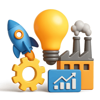 Industrial Innovation Concept with 3D Elements and Simple Design png