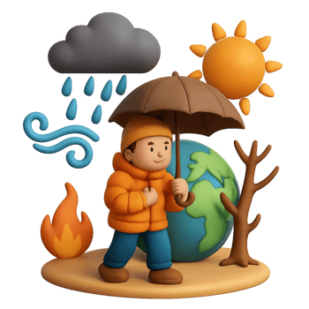 3D Illustration of Climate Change Impact with Weather Elements png