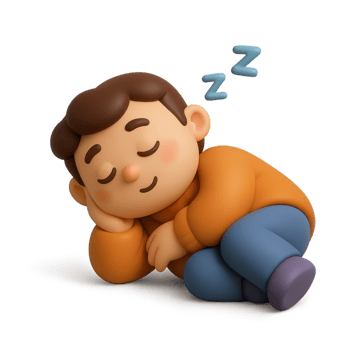 Cute 3D Character Taking a Nap in a Relaxing Scene png