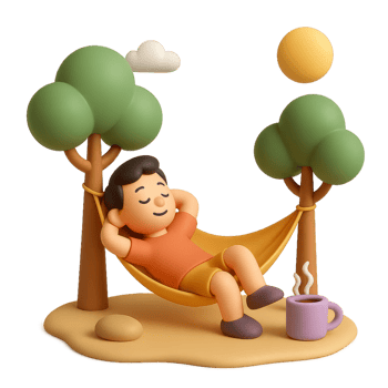 Relaxing in a 3D Scene with a Hammock and Trees for Calm Moments png