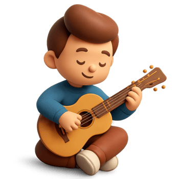 3D Character Playing Musical Instrument in Creative Scene png