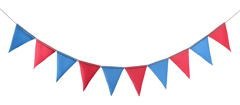 Red and Blue Bunting for United States Independence Day 4th of July Isolated on Transparent Background png