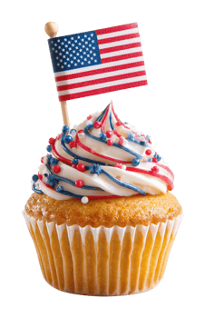 Cupcake with American Flag for United States Independence Day 4th of July Isolated on Transparent Background png