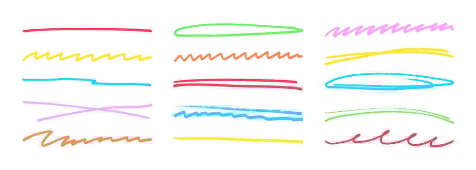 Underline stroke marker felt pen scribbles doodle line set collection vector