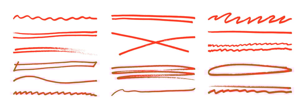 Underline stroke marker felt pen scribbles doodle line collection set. vector