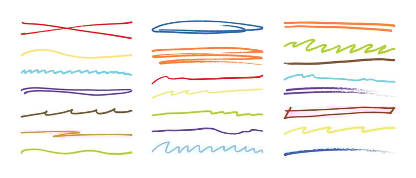 Underline strokes marker felt pen scribbles doodle line collection vector