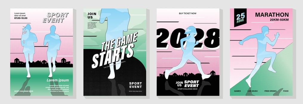 Running sport event cover with people running. vector