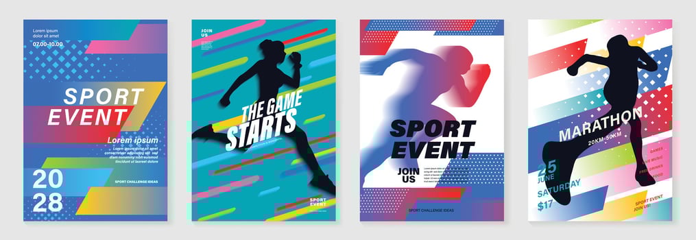 People running sport poster design background . vector