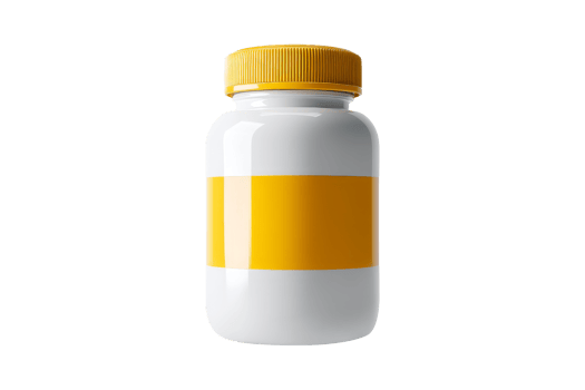 Medicine container with yellow label png