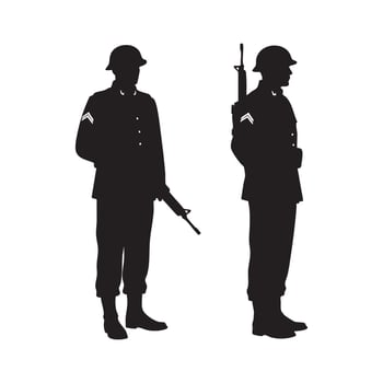 Shadowed soldier figures on a stark white background vector