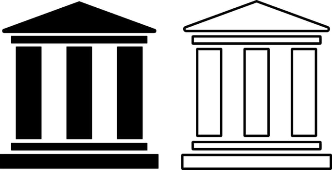 bank icon. court sign. Museum or university symbols. parliament building with columns. symbolizing the government. medical hospital icons vector