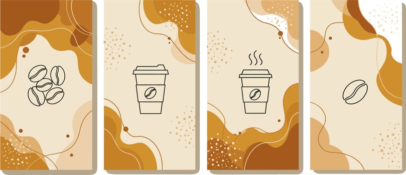 icon set coffee beans and a cup of coffee vector