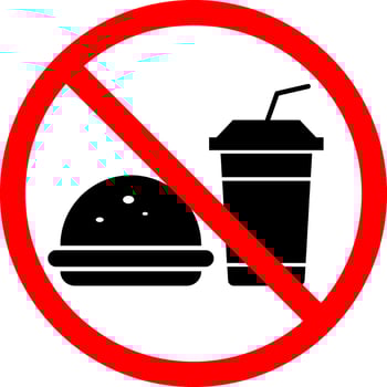 no food icon. do not drink symbol. Prohibition of eating and drinking. prohibited signs. Junk food not allowed inside vector