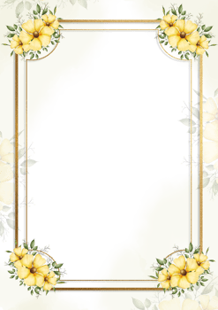 A frame with yellow flowers and a black border png