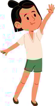 Cheerful Girl Raising Hand vector