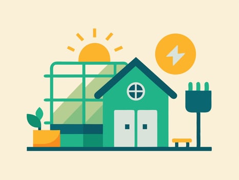 Sustainable home solar energy renewable power concept illustration showing green living vector