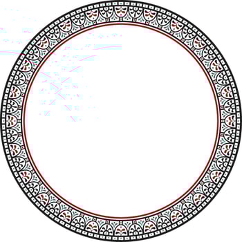 round colored border, frame, Pompeii ring. Circle Neopolitan ornament. Art Ancient Rome vector