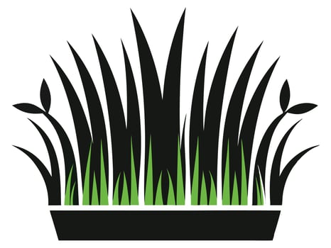 Stylized black and green grass illustration for nature and organic themed designs vector