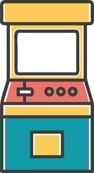 Colorful retro arcade game machine illustration with a blank screen for game graphics vector
