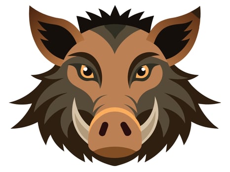 Stylized illustration of a wild boar face portraying strength and determination on a white background vector
