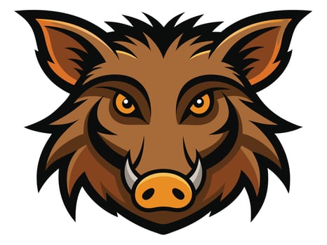 A bold and intense illustration of a wild boar head in a modern mascot style vector