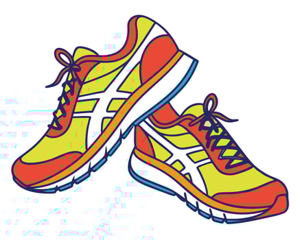 illustration of colorful athletic running shoes isolated on a clean white background. vector
