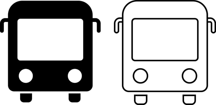 Bus icon set. travel and commute symbols for mobility. Public passenger transportation sign. contemporary school vector