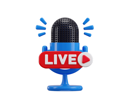 Microphone with Podcast Live symbol 3d render concept of live streaming, podcast broadcast icon illustration png