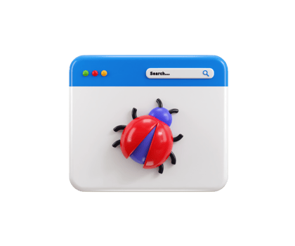 Webpage bug virus malware icon 3d render concept of Cyber security antivirus malware icon illustration png