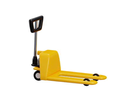 Hydraulic trolley icon 3d render concept of warehouse pallet jack, Logistic loading trolley illustration png