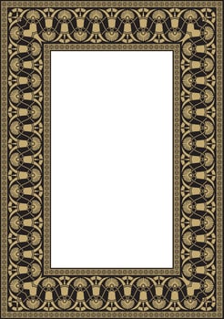 gold and black classic Greek square ornament. Rectangle of Ancient Greece and Roman Empire. Byzantine painting of walls, floors and ceilings. Decor European palace vector