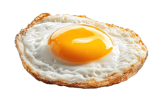 Perfectly Cooked Sunny Side Up Fried Egg with Crispy Edges and Glossy Yolk Isolated on Transparent Background png