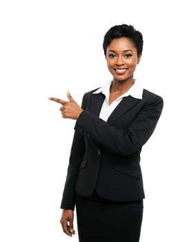 A business woman pointing at something png