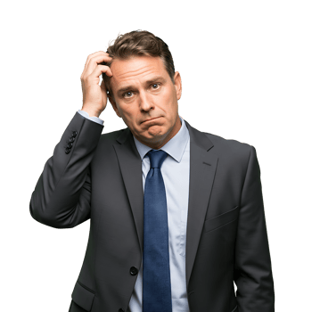 A man in a suit and tie is holding his head png