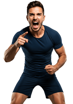 A man in a blue shirt is pointing his finger png