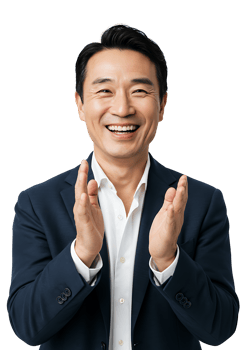 A man in a suit is clapping his hands png