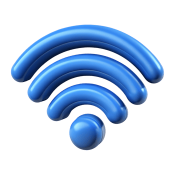 A 3d blue wifi symbol on a transparent background png