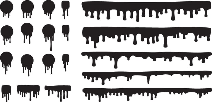 Dripping Paint Silhouettes in Various Shapes and Patterns for Creative Graphic Design, Art Projects vector