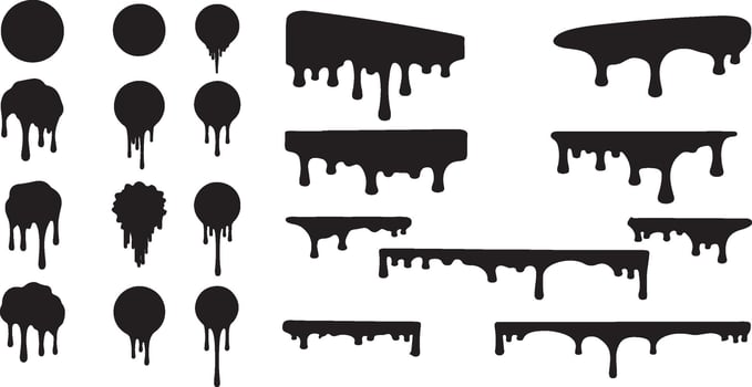 Dripping Paint Silhouettes in Various Shapes and Patterns for Creative Graphic Design, Art Projects, and Decoration vector