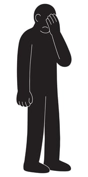 Silhouette of man with head in hand showing sadness depression mental health and emotional stress concept vector
