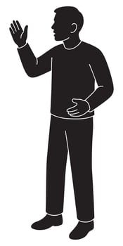 Silhouette of man gesturing with hands illustration for presentations and graphic design projects use vector