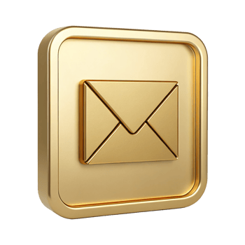 Golden 3D Email Icon Luxury Message Symbol Square Button Premium Communication png