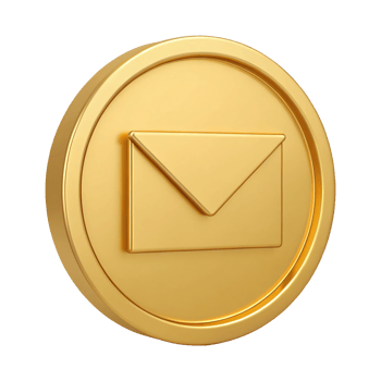 Golden Email Icon 3D Rendered Circular Badge Messaging Communication Symbol Luxury Design png