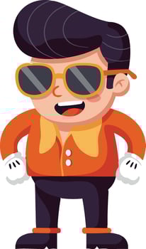 Cool confident boy character with sunglasses and stylish hair wearing orange shirt illustration vector