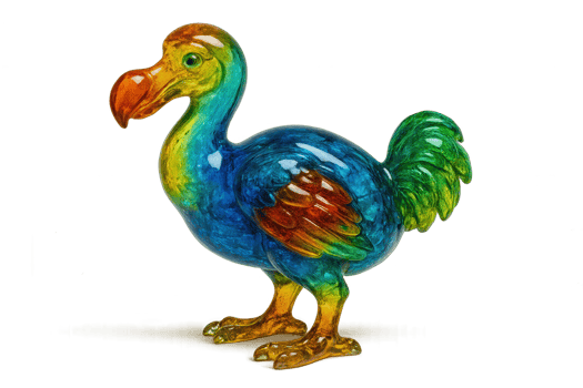 Colorful Dodo Figurine Standing on Transparent Background png