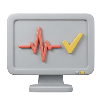 Health monitor displaying heartbeat EKG line and a green checkmark indicating positive results medical diagnostics or successful treatment perfect for healthcare technology and wellness application png