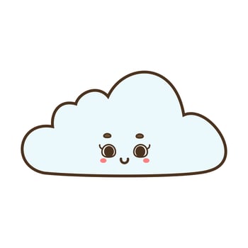 Cute cartoon doodle cloud illustration on white background vector