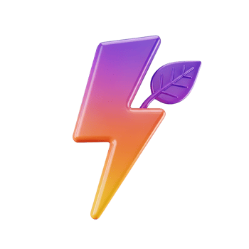 3D rendered icon of a lightning bolt with a leaf symbolizing green energy eco power renewable resources or sustainable electricity generation now png